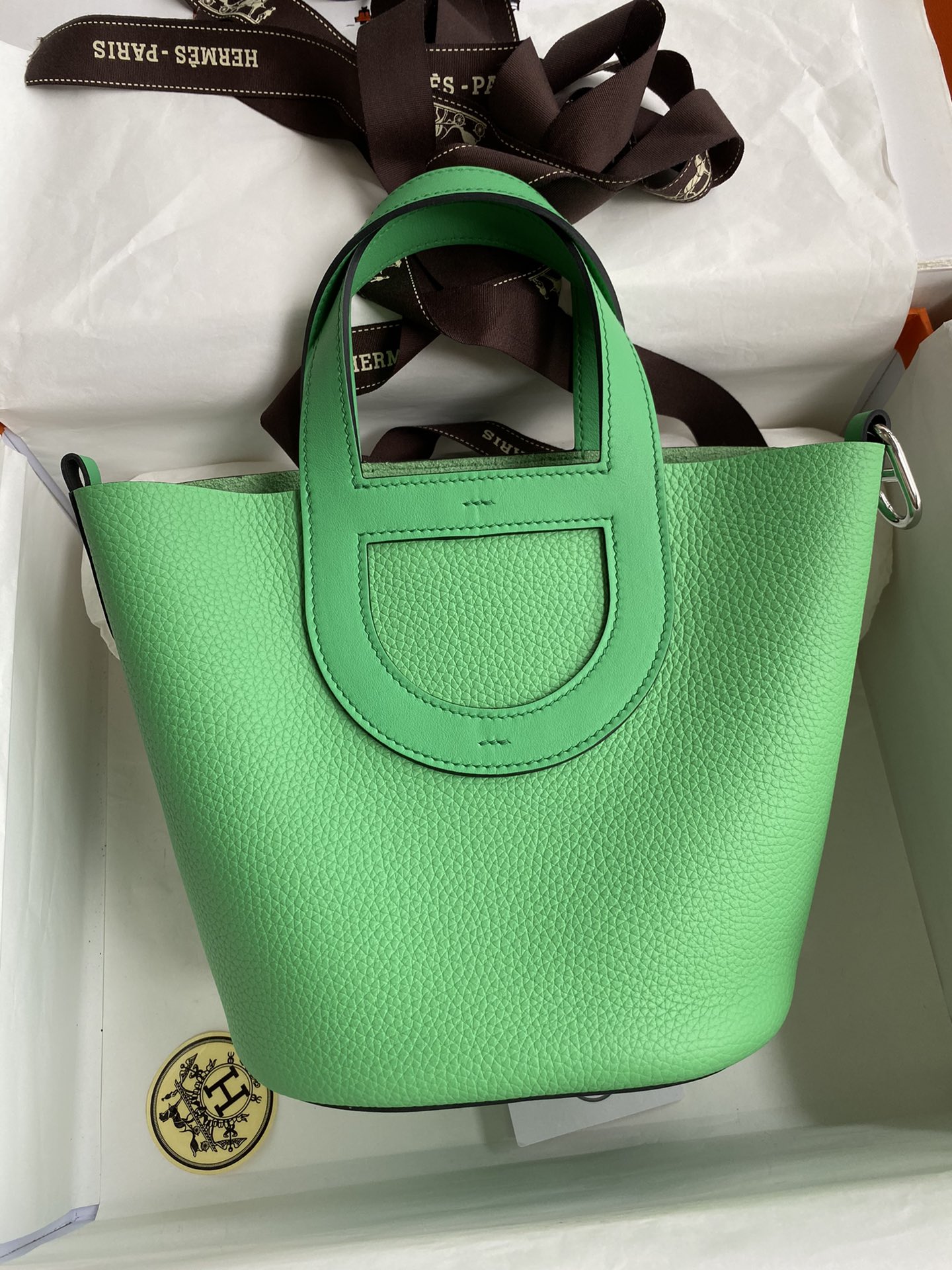 Hermes In The Loop 18 Bag In Vert Comics Clemence Leather